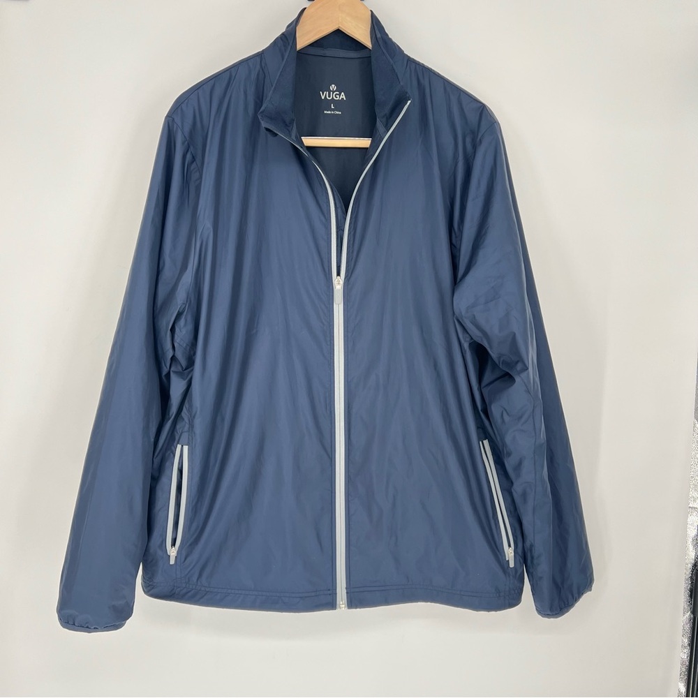 VUGA Navy Blue Windbreaker Zipper Gray Detail‎ Men's Blue Jacket L